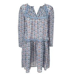 Holding Horses Anthropologie Blue Boho Floral Dress Women’s Size 0 Crochet Trim
